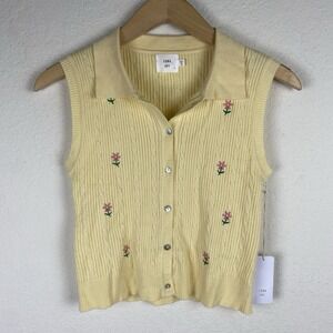 Anthropologie Luna & Ivy Size M Knit Tank Top Cottagecore Floral Boho Button Up